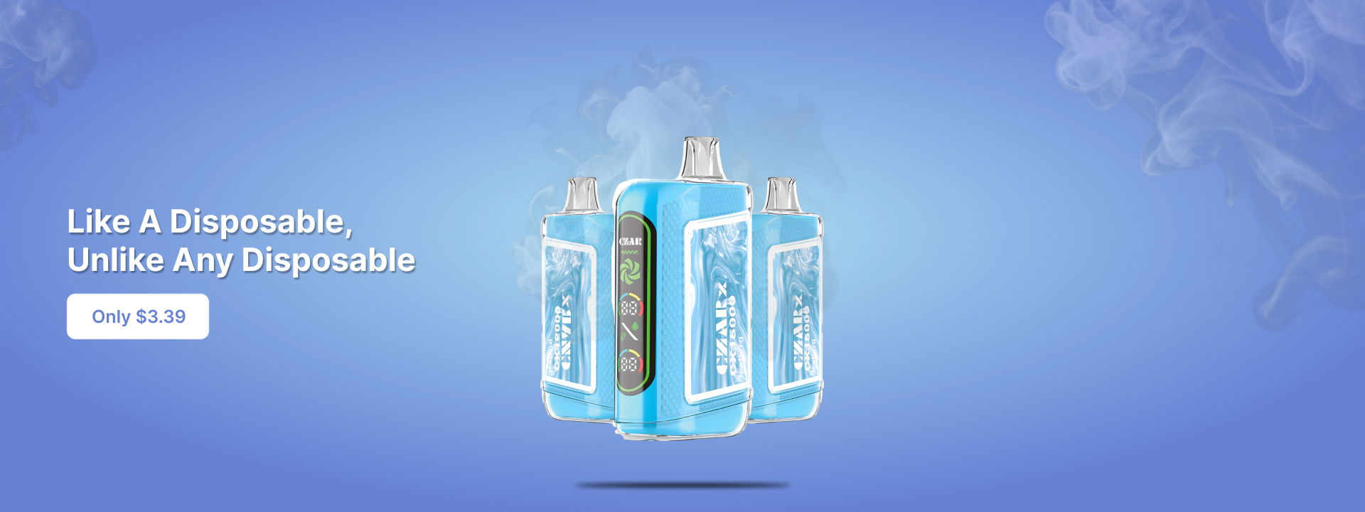 A blue and white electronic cigarette