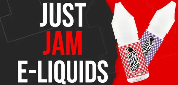 Just Jam 10ml freebase e-liquids banner, strawberry doughnut and jam flavour range