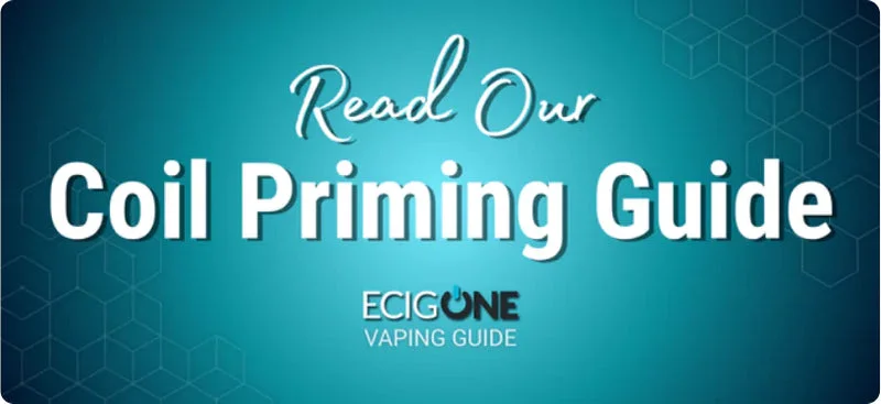 How to prime a vape coil guide, showing the correct steps to soak a new coil before vaping