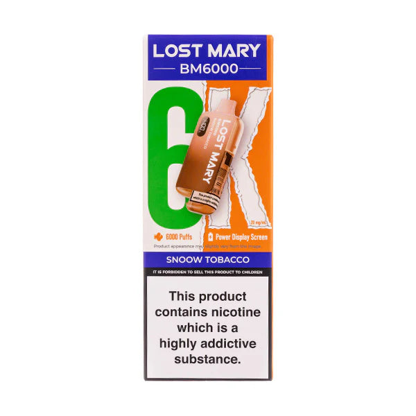 Lost Mary BM6000 Disposable Vape - Snoow Tobacco (New)