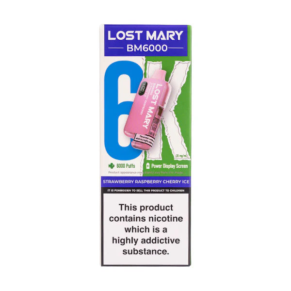 Lost Mary BM6000 Disposable Vape - Strawberry Raspberry Cherry Ice (New)