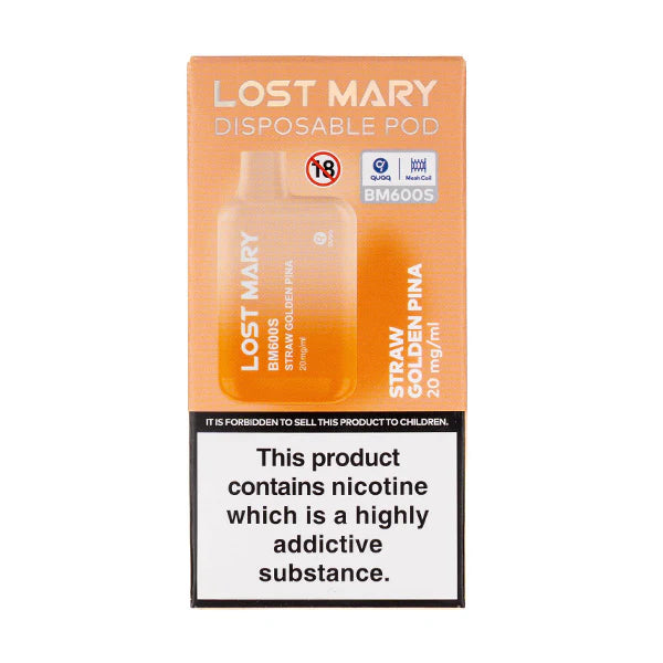 Lost Mary BM600S Disposable Vape - Straw Golden Pina